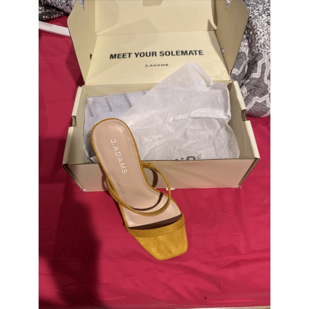 J. Adams Stormi Sandals Flat Mules-Square Toe Double Band Low Block Heel Sandals